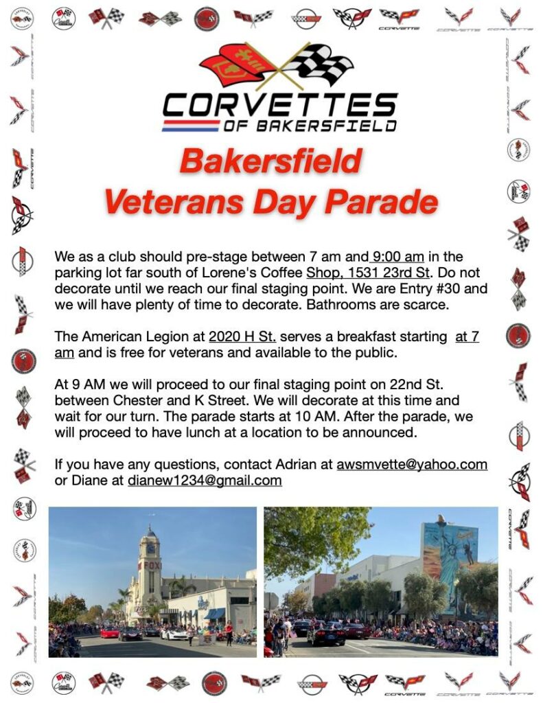 Veterans Day Parade 2022 Corvettes of Bakersfield