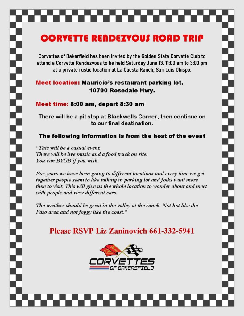 Corvette Renezvous Road Trip @ La Cuesta Ranch